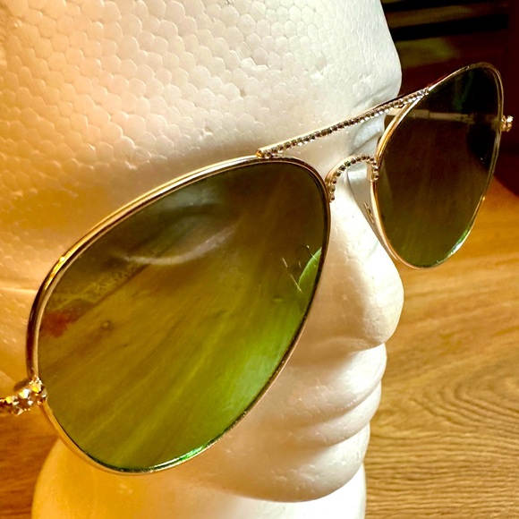 Vintage Jimmy Crystal AVIATOR CRYSTAL SUNGLASSES - Gold Frame - EUC - Picture 3 of 8